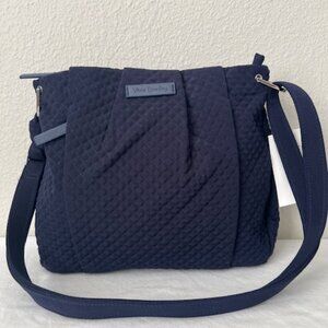 Vera Bradley Navy Blue "Hadley" Quilted Pleated Crossbody Bag Purse